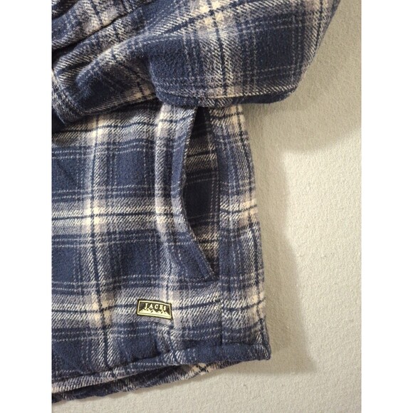 Jachs New York Mens Flannel Jacket Large Blue Plaid Wool Shacket Chore Coat - Picture 4 of 13